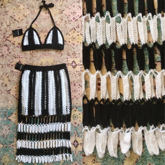 Forever 21 Dresses & Skirts - Fringe Crochet Crop Set Boho Chic